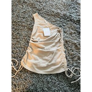 NWT WAYF 1-Shoulder Tank with Adjustable Ruching